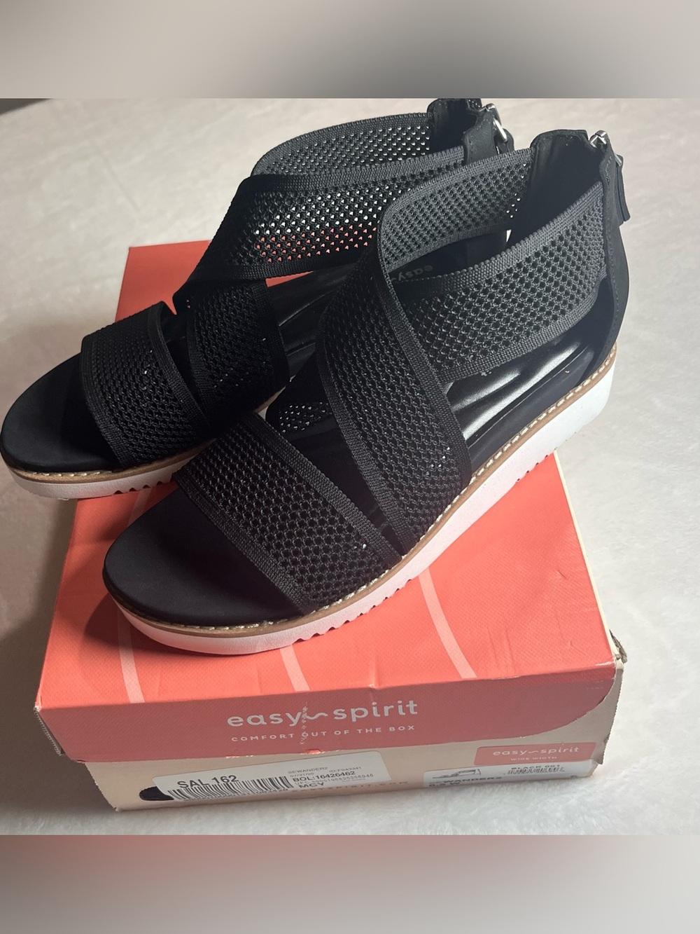 Easy Spirit Black Knit Crisscross Platform Sandal